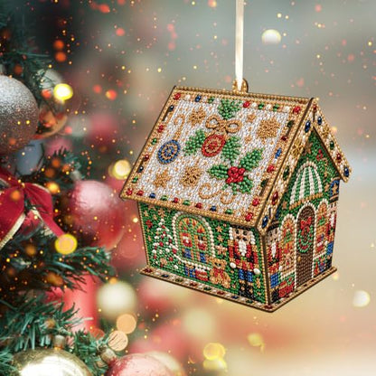 Christmas Nutcracker Wooden Pearl Diamond Art House Kit - Festive DIY Decor