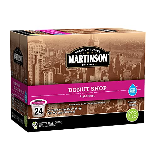 Martinson Donut Shop, Light Roast Coffee, Keurig K-Cup Brewer Compatible Pods, 24 Count (Pack of 1)