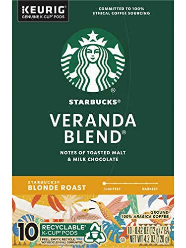 Starbucks Veranda Blend Blonde, K-Cup Portion Pack for Keurig K-Cup Brewers, 10-Count (Pack of 2)