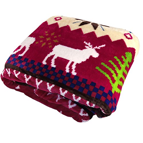 BNF Home Christmas Collection Flannel Fleece Blanket Queen Red