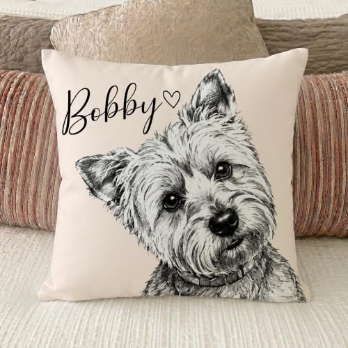 Custom Pet Pillow with Picture and Name - Style 6, Dog Face Personalized Pillow
