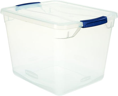 Rubbermaid Clever Store Latching Storage Tote - Clear 30-Qt Container for Easy Organization