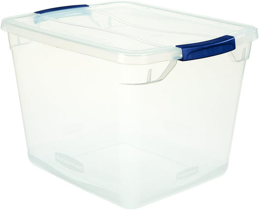 Rubbermaid Clever Store Latching Storage Tote - Clear 30-Qt Container for Easy Organization