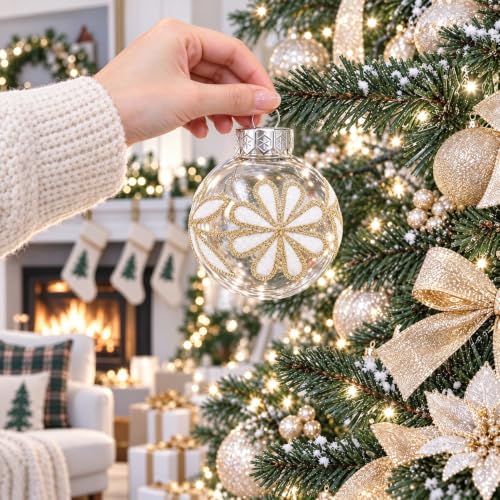 30 Pcs Farmhouse Champagne Christmas Ornaments - Rustic Shatterproof Decorative Balls for Tree & Holiday Decor
