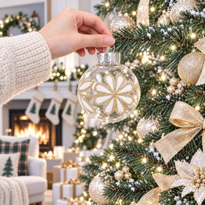 30 Pcs Farmhouse Champagne Christmas Ornaments - Rustic Shatterproof Decorative Balls for Tree & Holiday Decor