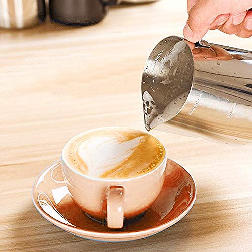 Coffee Milk Frothing Pitcher Cup with Measurement Inside Thermometer set 12oz/350ML Stainless Steel Espresso Steaming Pitcher Tool for Cappuccino Machines Espresso Pitcher Latte Art