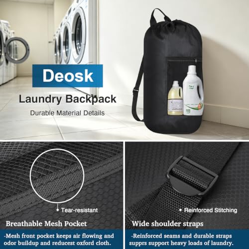 Large Black Laundry Bag for Dorm & Travel - Heavy-Duty Waterproof 13x29 Inches