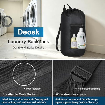 Large Black Laundry Bag for Dorm & Travel - Heavy-Duty Waterproof 13x29 Inches