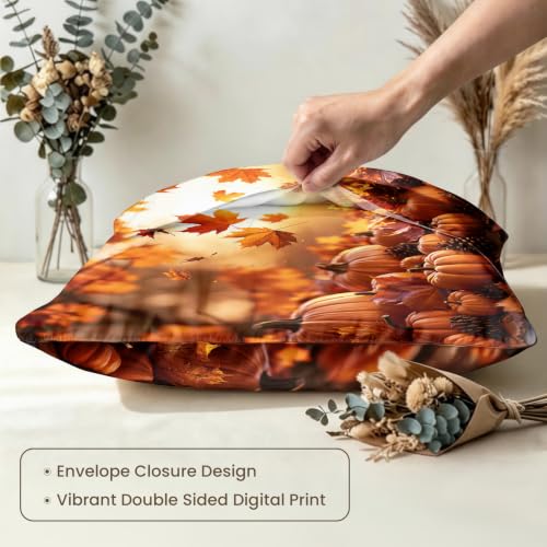Autumn Leaves King Size Pillow Cases Set of 2 - Fall Decor & Breathable Microfiber