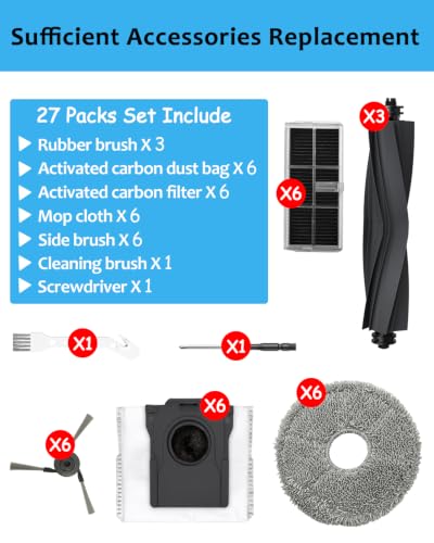 Robot Vacuum Accessories Kit for Dreame L40 Ultra & MOVA P10 Pro Ultra