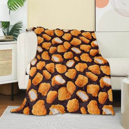 80x60 Inch Chicken Nugget Blanket - Soft Cozy Fuzzy Throw for Adults Kids