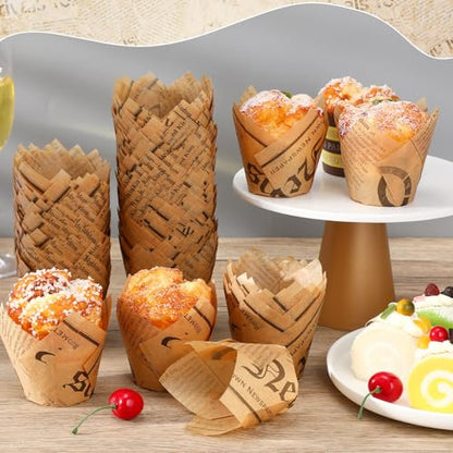 800 Pieces Newspaper Print Tulip Cupcake Liners for Baking - Standard Size Greaseproof Wrappers for Weddings Birthday Party Christmas - Variation of THIS listing