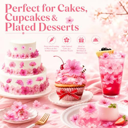 Edible Dried Flower Garnishes for Cakes Drinks & Crafts - 60 Pcs