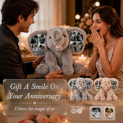 Personalized Photo Elephant Stuffed Animal with Hidden Ear Pictures - Style 95