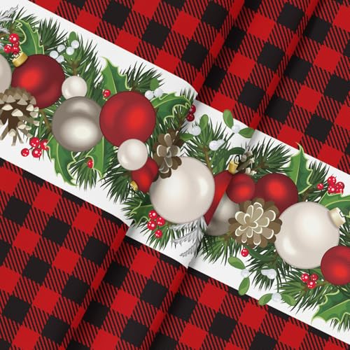 Christmas Round Tablecloth 90x90 Inch Red Plaid Holiday Decor - Washable
