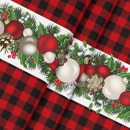 Christmas Round Tablecloth 90x90 Inch Red Plaid Holiday Decor - Washable
