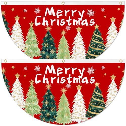 Colorful Christmas Tree Flag Set - 2.5 x 5 ft Holiday Banner with Carnival Design - Variation of Colorful-11