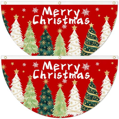 Colorful Christmas Tree Flag Set - 2.5 x 5 ft Holiday Banner with Carnival Design - Variation of Colorful-11