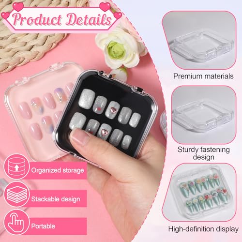 48 Pcs Acrylic Nail Display Storage Box Set with Seal & Tape - Transparent & Color Options