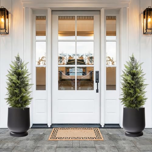 3Ft Artificial Cedar Christmas Topiary Trees - 2 Pack Outdoor Decor