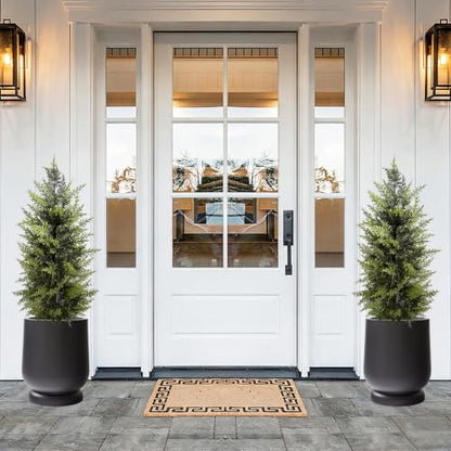 3Ft Artificial Cedar Christmas Topiary Trees - 2 Pack Outdoor Decor
