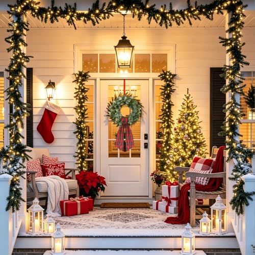 Red Buffalo Plaid Wreath Sash Set for Front Door Holiday Decorations - 2 Pack