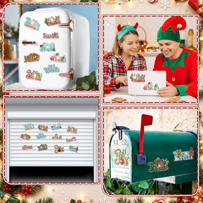 Christmas Diamond Art Magnet Kits - 12 Pieces for Fridge & Metal Surfaces - Holiday Decor