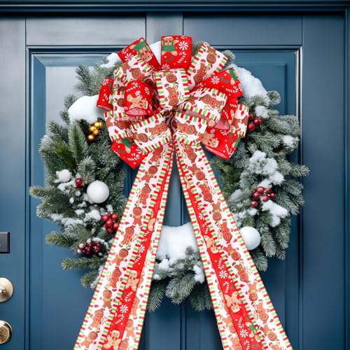 Gingerbread Christmas Tree Topper Bow - 45x12 Inches, Holiday Decor