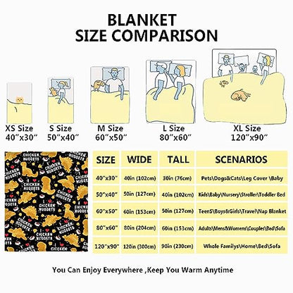Chicken Nuggets Blanket for Adults - Ultra Soft Dino Food Flannel Throw 80x60"