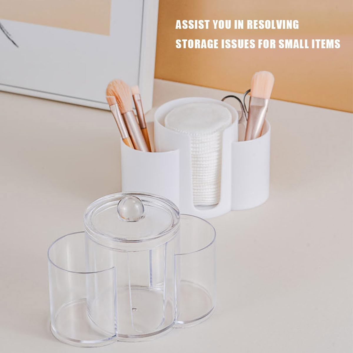 Q-Tip Holder by [Brand Name] - 3-in-1 Premium Bathroom Organizer with Dustproof Lid | Black Canister for Cotton Swabs, Balls, and Pads