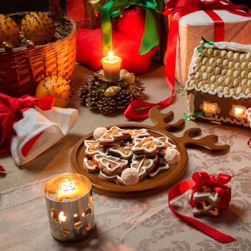 Christmas Wooden Serving Trays Set of 8 Deer Antler Design Rustic Food Platters