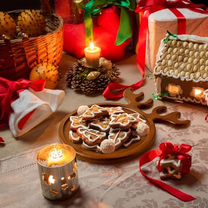 Christmas Wooden Serving Trays Set of 8 Deer Antler Design Rustic Food Platters