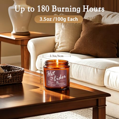Amber Fall Scented Candle Set - 6 Autumn Fragrance Candles, 180 Burning Hours