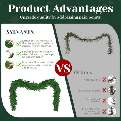 2-Pack 6FT Artificial Norfolk Pine Garland for Christmas Decor - Dense & Real Touch