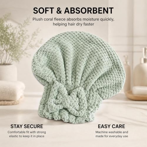 5-Piece Hair Drying Set with Towels and Headbands for Home Use