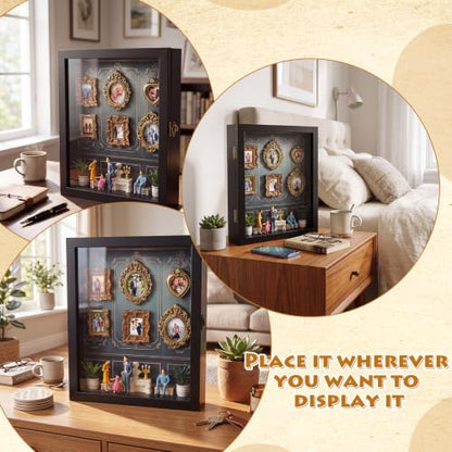 Dark Green Mini DIY Museum Shadow Box Frame with Vintage Accents