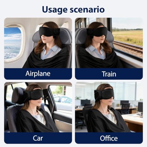 Airplane Sleep Support Set 3-in-1 Travel Pillow Mask & Blanket System