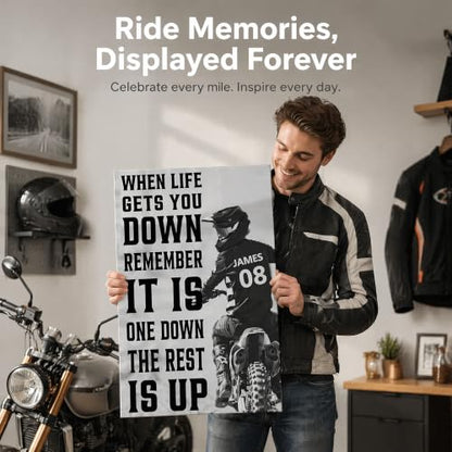 Ipplee Personalized Motocross Canvas Wall Art with Name & Number - Design 01