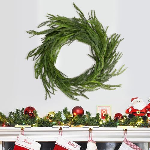 2 Pack 6 Ft Artificial Norfolk Pine Garland - Realistic Christmas Greenery, Holiday Decor, Style A