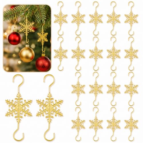 Gold Snowflake Christmas Ornament Hooks - Durable & Reusable Decorative Hangers