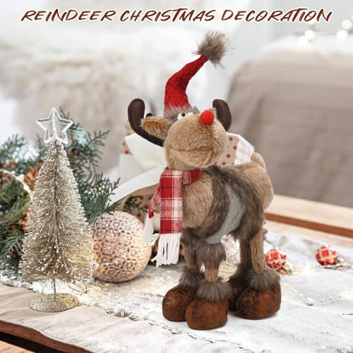 Reindeer Christmas Gnome Plush Decoration - Gray Cloth, Indoor Holiday Decor