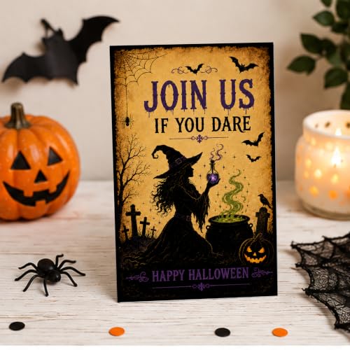 Halloween Party Invitations Gothic Witch Cauldron Fill-In Cards - Variation 013
