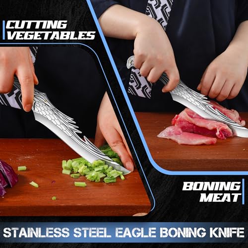8-Inch Boning Knife & Feather Viking Knife Set for Meat, Fruits & Vegetables