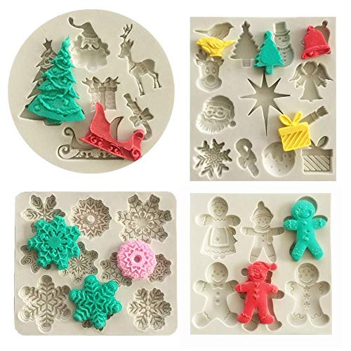 Christmas Fondant Molds Set for Cake Decorating Silicone Candy Mold - Holiday Baking