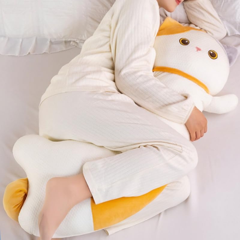 Grey Long Cat Plush Body Pillow for Side Sleep Support 39in