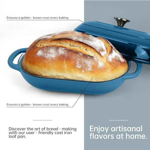 Premium Enameled Cast Iron Dutch Oven for Bread Baking | Non-Stick 2QT Oval Bread Oven with Lid | Perfect for Sourdough, Loaf, and Artisan Baking (Oval Blue, 5 QT)
