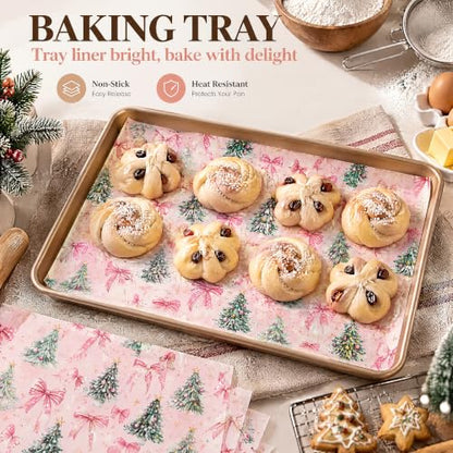 Pink Christmas Wax Paper Sheets for Food & Gift Wrapping, 150 Pack