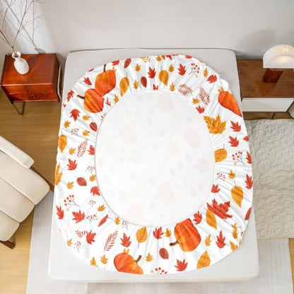 Happy Fall Kids Bed Sheets Set Queen Size - Yellow, Soft & Cute
