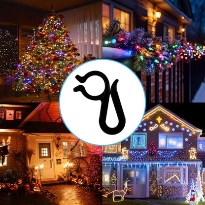 Christmas Light Clips Hangers - Weatherproof Gutter Clips for String Lights, 60 Black - Easy Installation