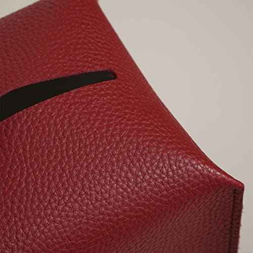 OLETHA Square Tissue Box Cover - Christmas Decorations Indoor Desk Decor for Room, Home & Office - Tissues Cube Boxes Holder - Red